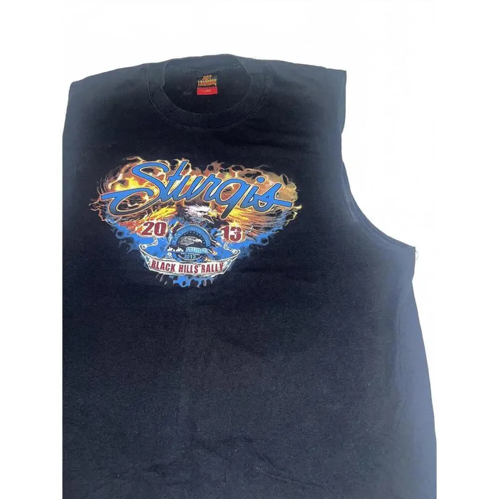 Sturgis Harley Davidson 2013 Black Hills Rally Mens L Sleeveless TShirt Tank Top